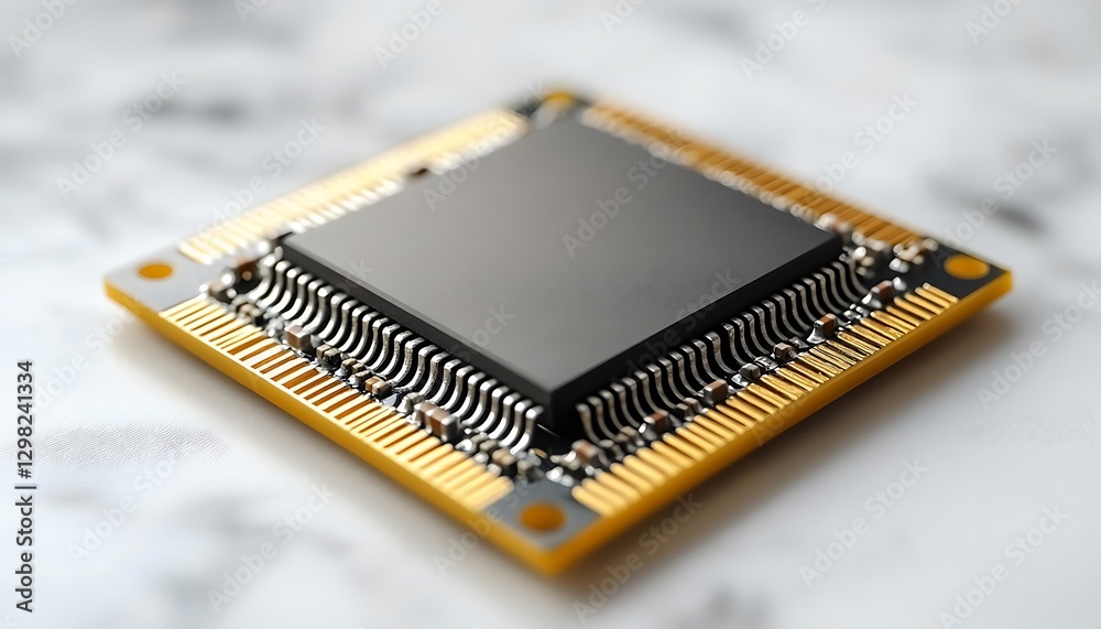 Microchip on marble, technology background Microchip on marble, technology background