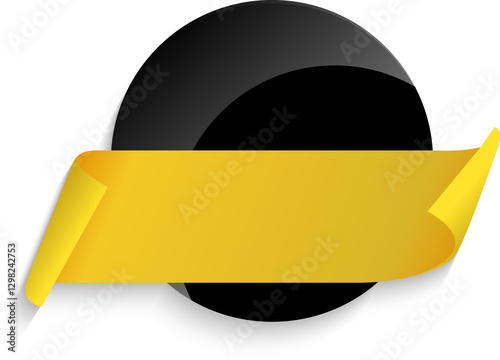 golden label with ribbon