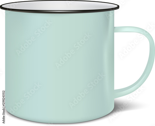 Enamel mug vintage set template for decoration