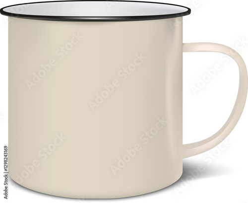 Enamel mug vintage set template for decoration