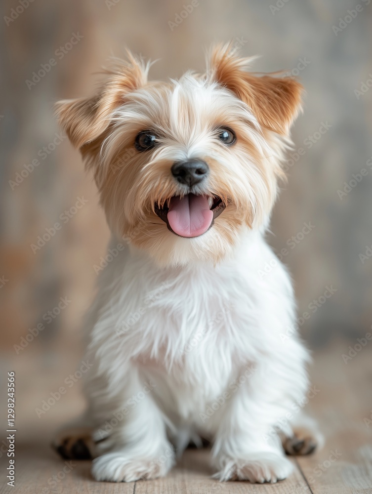 Portrait of Poodle puppy dog sit and smile cheerful Portrait of Poodle puppy dog sit and smile cheerful