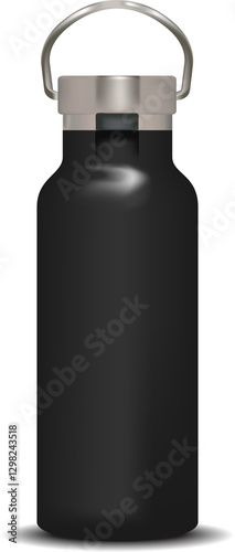 Tumbler bottle realistic mockup black color on gray background for decoration