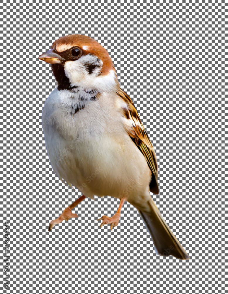 a Sparrow Standing with Vibrant Plumage and Sharp Details on transparent background, png, psd
