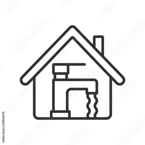 Water supply, icon in line design. Water supply, plumbing, pipeline, faucet, tap, clean water, utility on white background vector. Water supply editable stroke icon