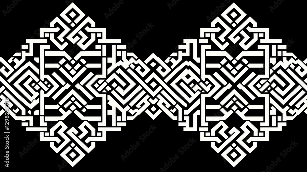 Fototapeta premium Ethiopian Cross Pattern, intricate seamless design featuring bold lines and ample copy-space, perfect for textile, wallpaper, or graphic design applications