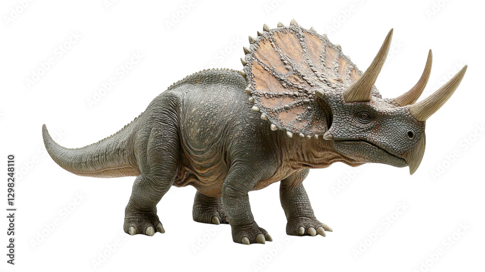 Fototapeta premium Detailed representation of a triceratops dinosaur model showcasing intricate textures and features