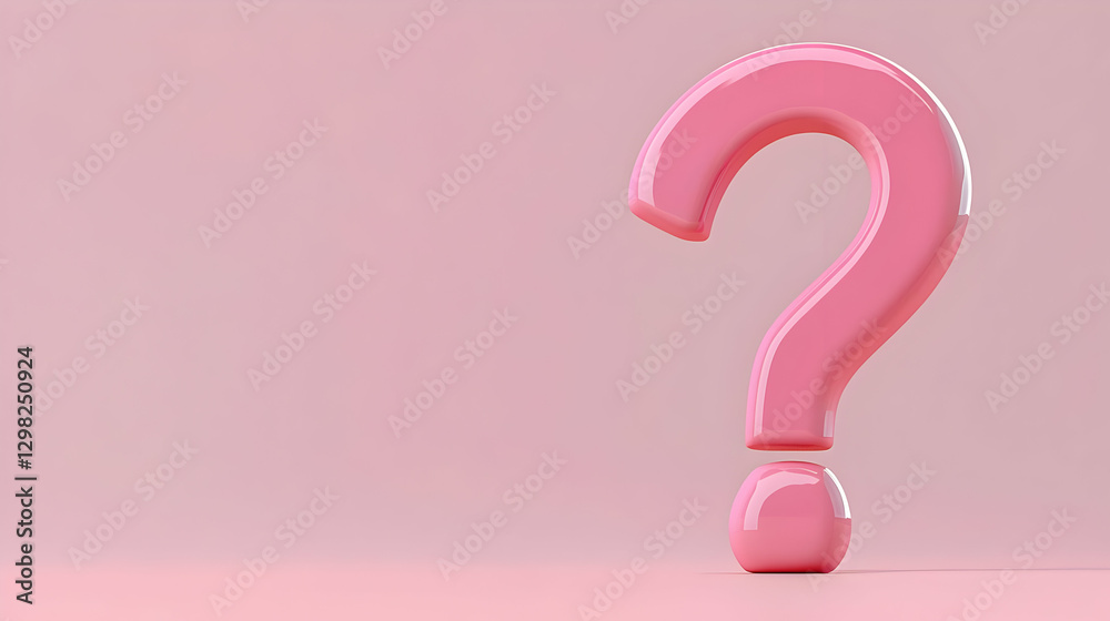 Pink 3D Rendered Question Mark on a Matching Pink Surface with Soft Lighting Pink 3D Rendered Question Mark on a Matching Pink Surface with Soft Lighting
