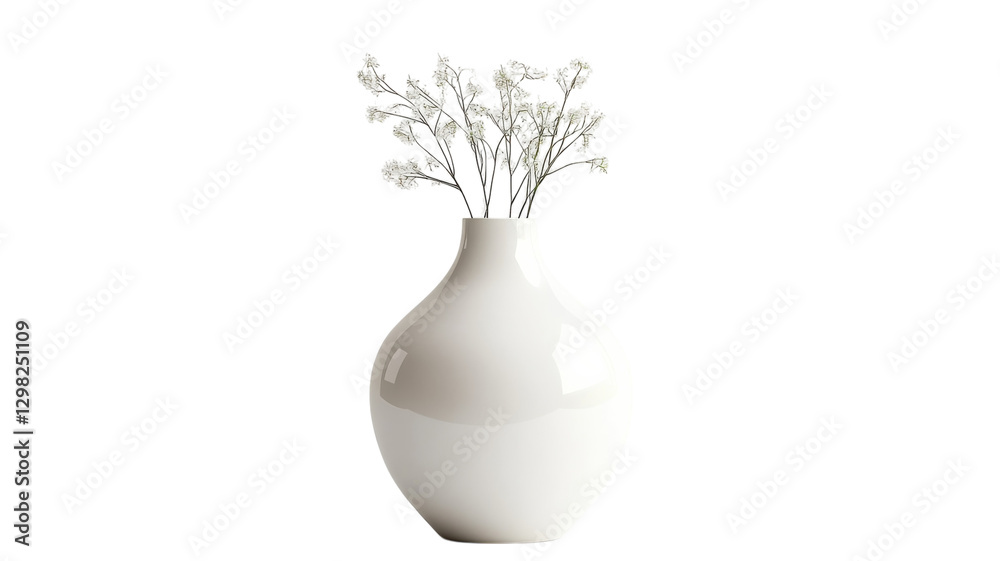 Elegant white vase with delicate flowers arranged in a minimalist style indoors Elegant white vase with delicate flowers arranged in a minimalist style indoors