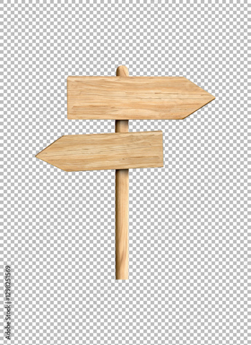 Wooden sign, Rustic Wooden Signpost with Directional Arrows for Wayfinding on transparent background, png, psd
