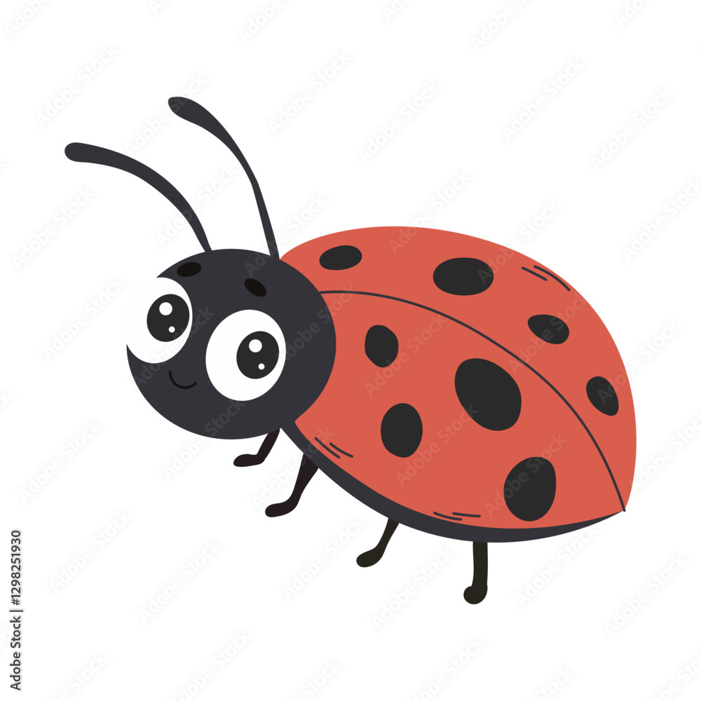 Ladybug cartoon insect vector cute character isolated on white background.
Ladybug cartoon insect vector cute character isolated on white background.