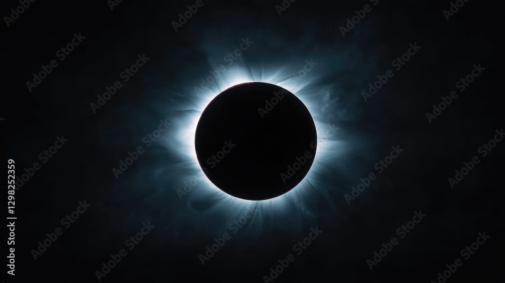 Obraz premium Solar Eclipse, Dark Sky, Celestial Event, Perfect Shadow, Astronomy, Science, Beautiful Sight, Cosmic Phenomenon