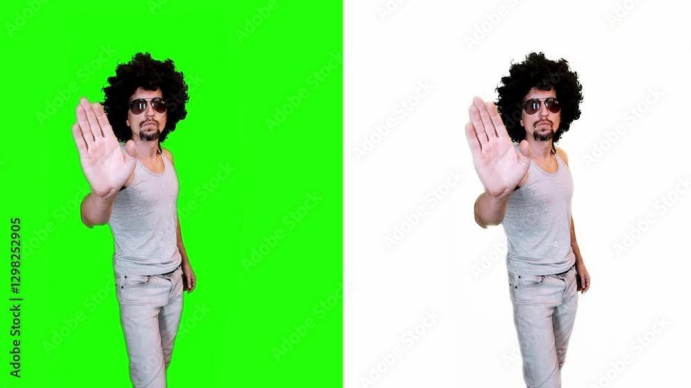 A man slaps on a green background A man slaps on a green background