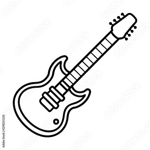 Electric Guitar Vector  Line Icon