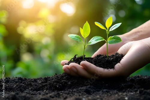 Wallpaper Mural Hands holding young plants in soil Torontodigital.ca