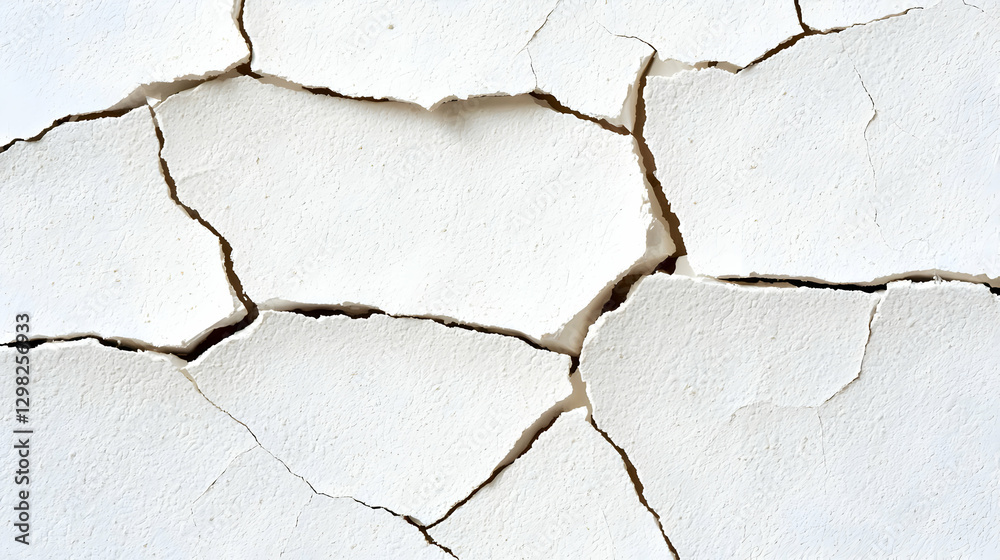 Obraz premium Close Up View Of Cracked White Surface Texture Showing Detailed Damage