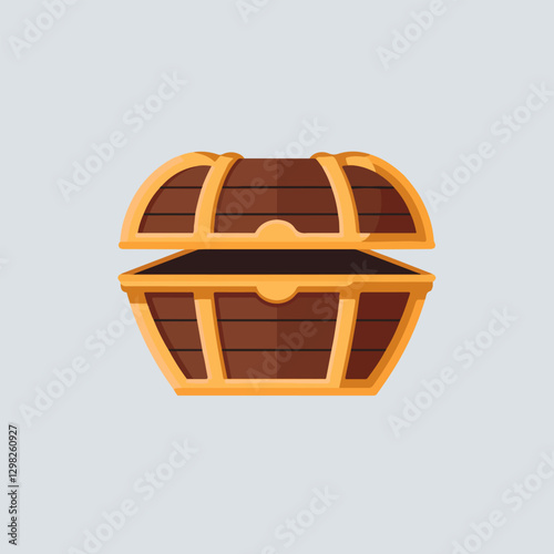 A Flat-Style Sunken treasure chest on a Plain White Background