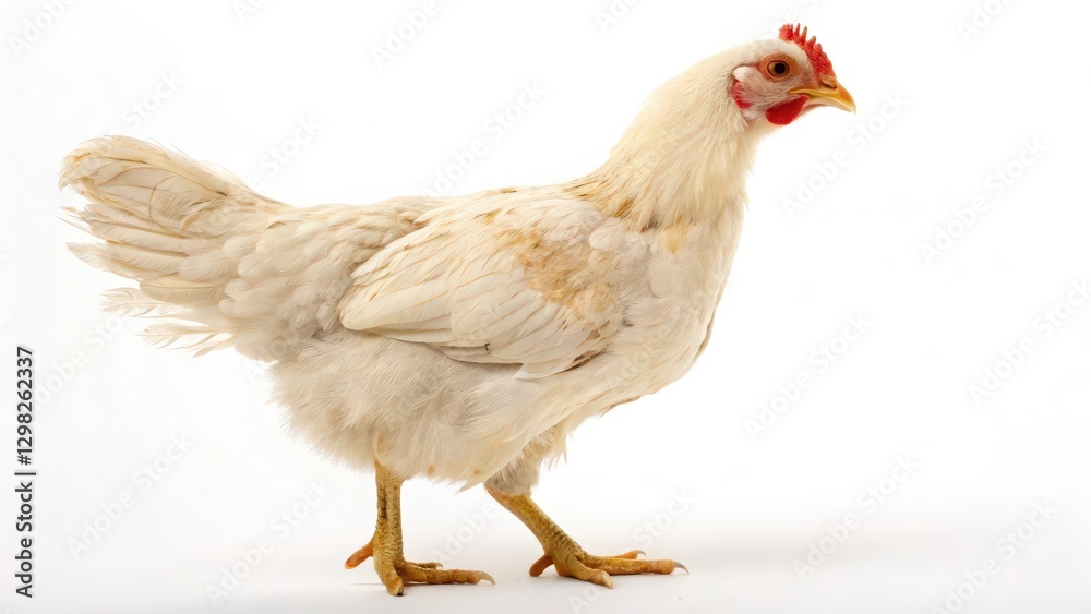 Fototapeta premium White hen isolated on white background