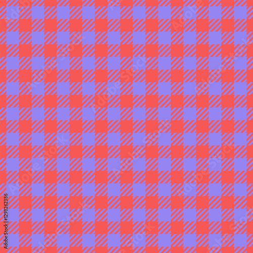 Age texture fabric check, sexy tartan seamless background. Covering pattern vector textile plaid in red and indigo colors.