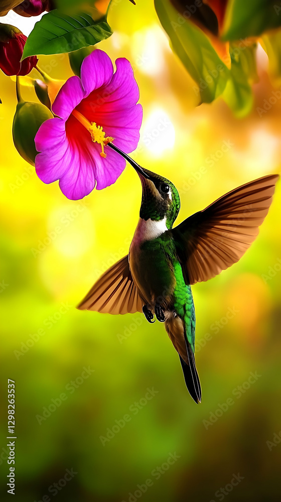 Hummingbird and Flower Illustration Hummingbird and Flower Illustration