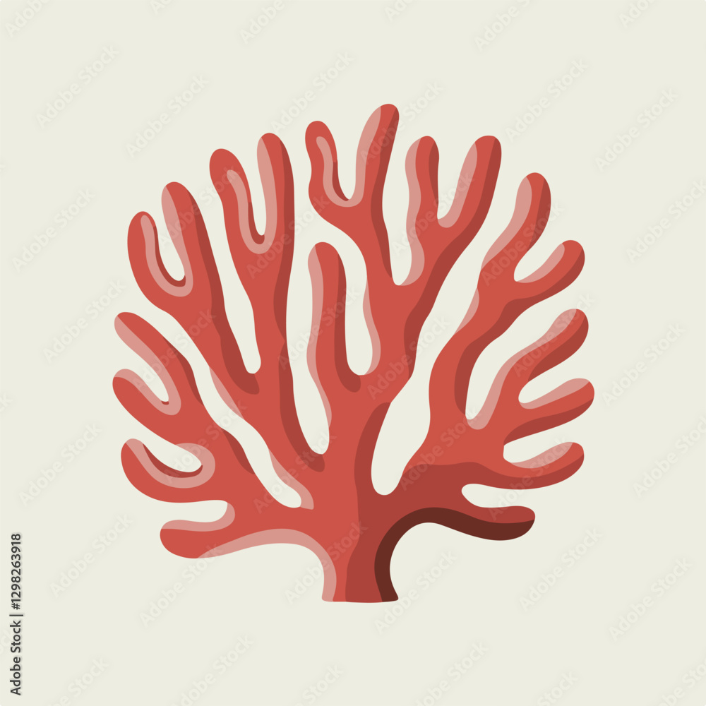 Obraz premium A Flat-Style Coral reef on a Plain White Background