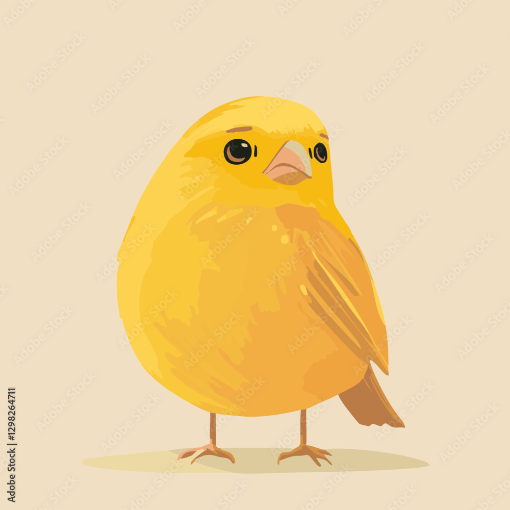 Vector illustration of a cheerful yellow bird on a soft beige background, perfect for children's themes and nature-related projects. Vector illustration of a cheerful yellow bird on a soft beige background, perfect for children's themes and nature-related projects.