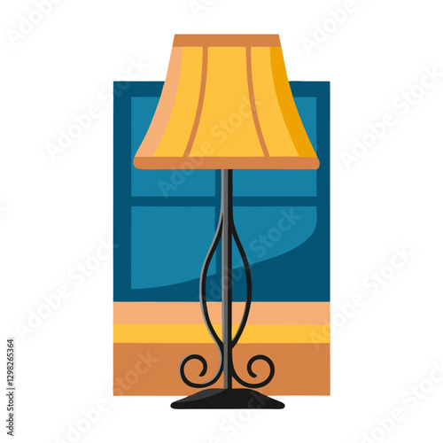 Vintage table lamp with yellow shade and black base