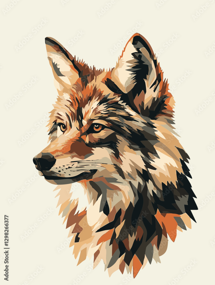 Fototapeta premium Vector Illustration of a Majestic Wolf: Earthy Tones and Detailed Fur, Ideal for Wildlife Themes and Nature Projects