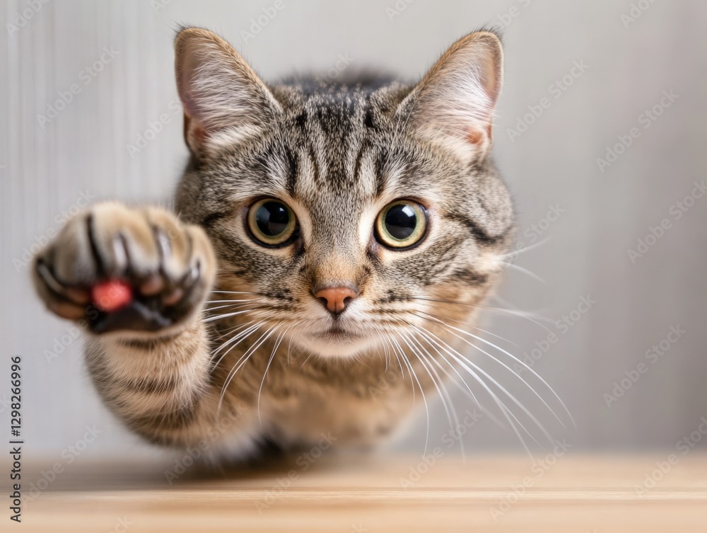 Tabby Cat Reaching Out with Paw Tabby Cat Reaching Out with Paw