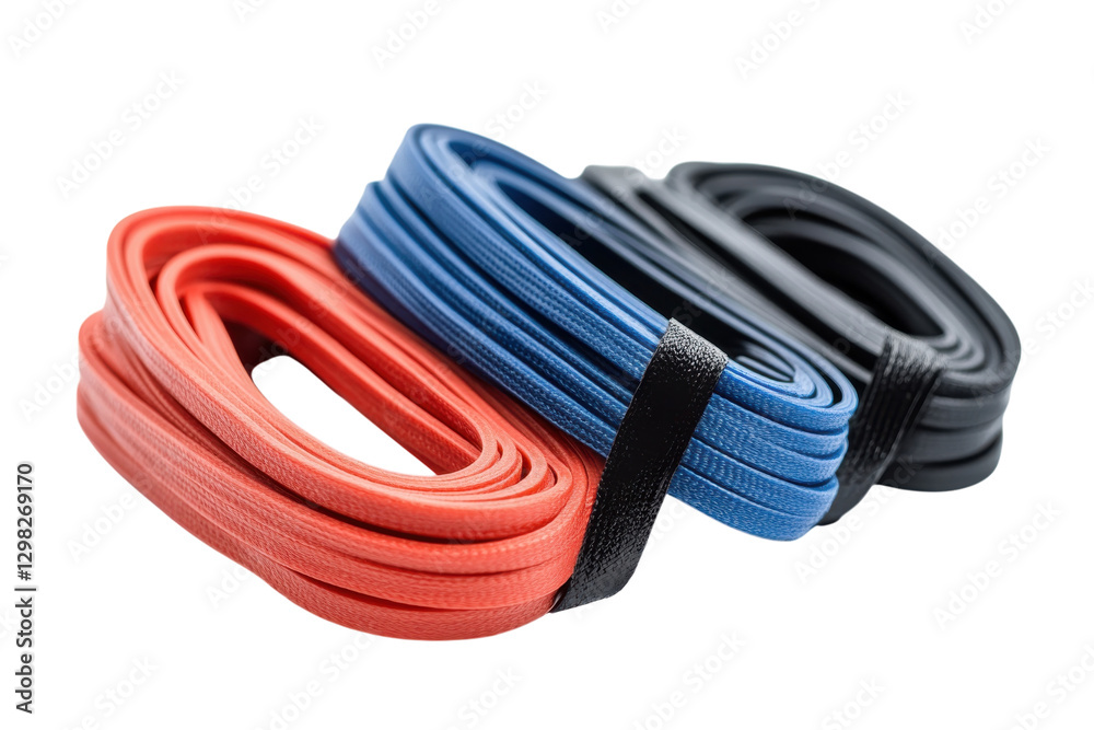 High-quality elastic resistance bands for strength training and exercise routines at home or gym High-quality elastic resistance bands for strength training and exercise routines at home or gym