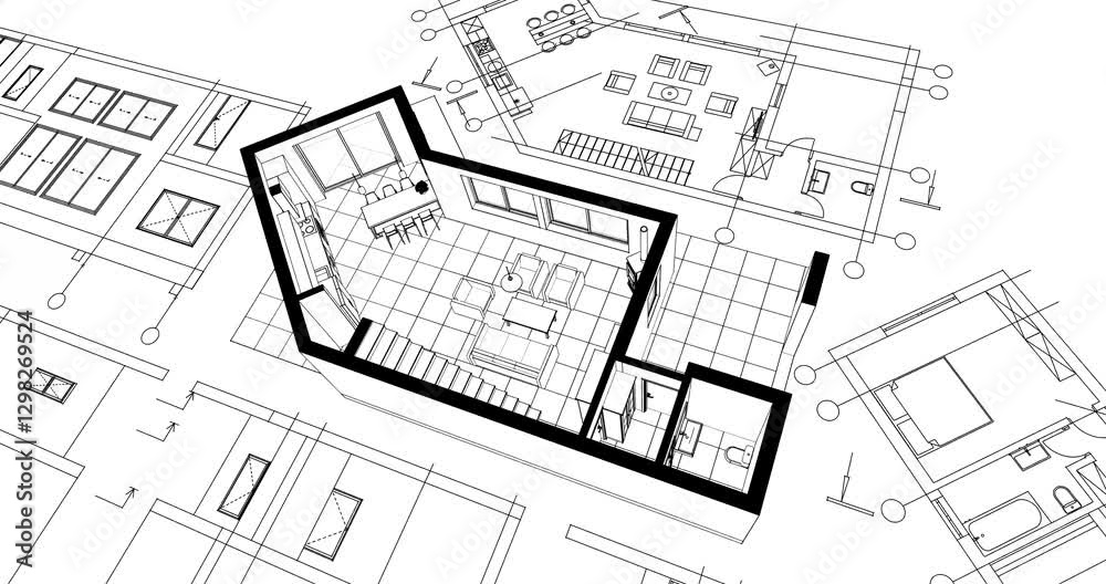 house floor plan 3d rendering