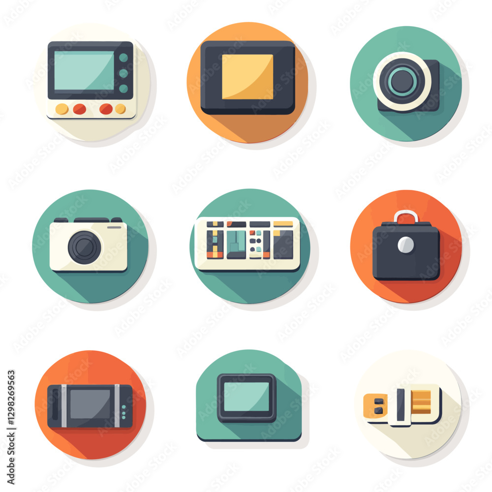 Electronic Devices and Gadgets in Flat Vector Style Colorful Icons Electronic Devices and Gadgets in Flat Vector Style Colorful Icons