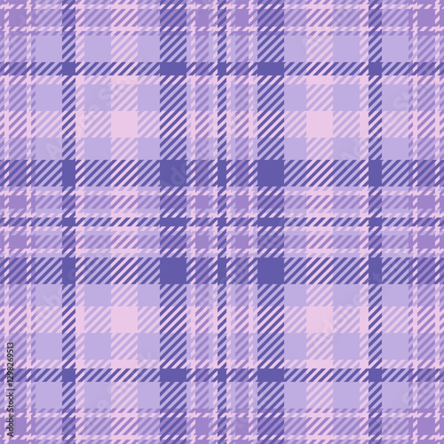 Elegant fabric check texture, direct plaid pattern background. Single vector textile seamless tartan in light and violet colors.