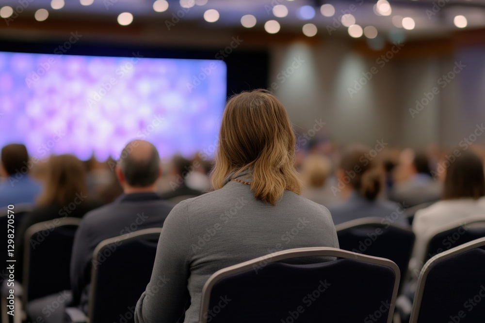 Audience at a conference watching presentation Audience at a conference watching presentation