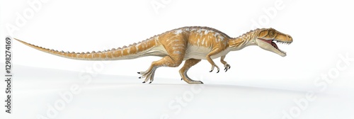 Allosaurus Dinosaur Walking in 3D Render Isolated on White Background photo