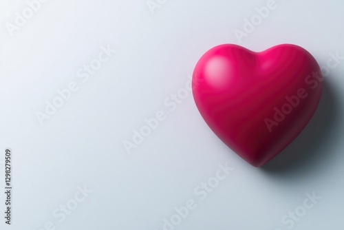Bright pink heart rests on minimalistic background, symbolizing