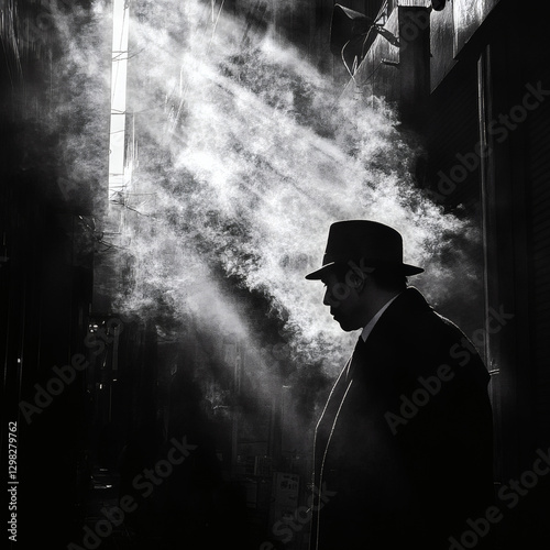 Dramatic Silhouette Of Man In Urban Alleyway