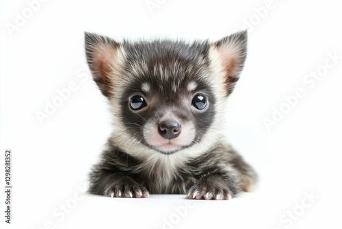 Asian Palm Civet Puppy. Cute Small Pet Animal Isolated on White Background