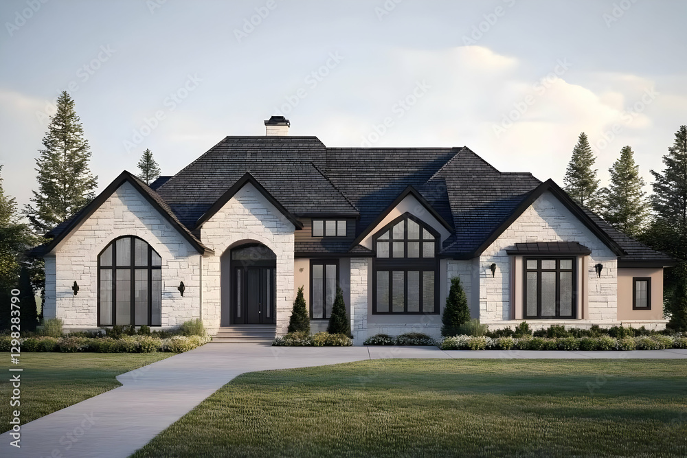 Luxury Home 3D Rendering, Elegant Design Luxury Home 3D Rendering, Elegant Design