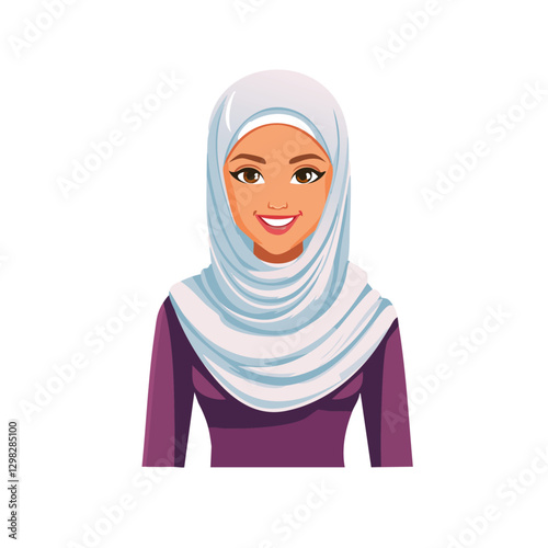 arab saudi arabian woman wearing a white scarf vector icon design
