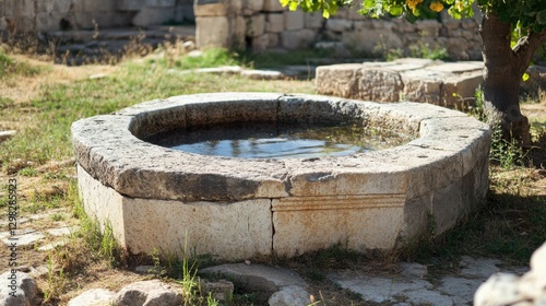 Baptismal Font in Byzantine Church Ruin at Alahan Monastery, Mut, Turkey photo