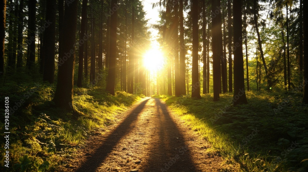 Obraz premium path through a sunlit forest