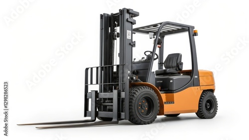 Orange Forklift on White Background