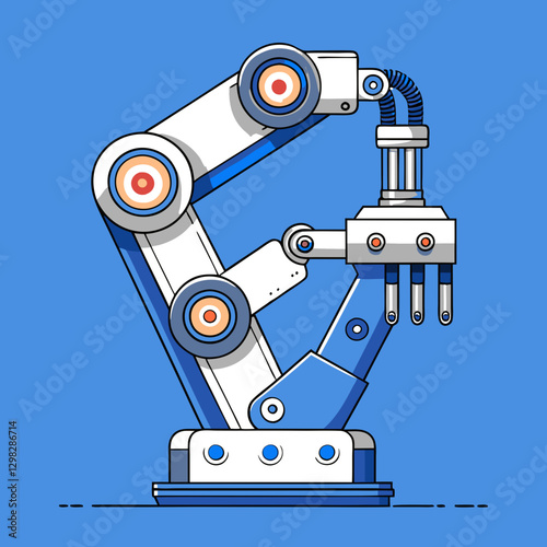 AI Powered Robot Arm illustration on blue background