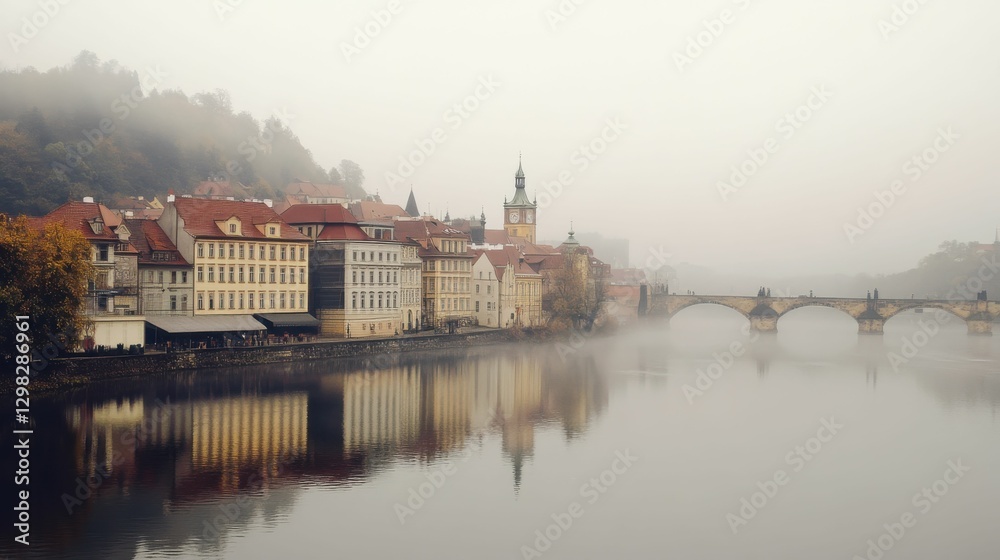 Obraz premium Charon. Foggy River Landscape in the Czech Republic