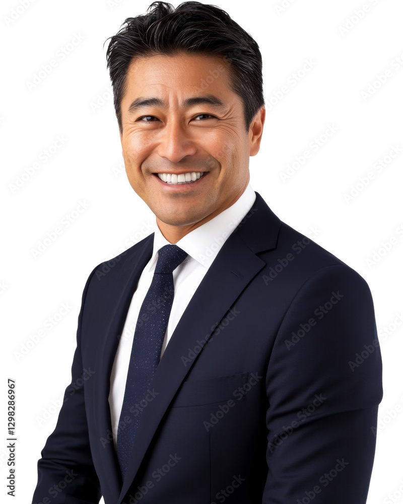 Smiling businessman wearing suit and tie on transparent background Smiling businessman wearing suit and tie on transparent background