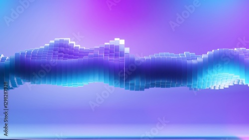 Tableau sur toile Geometric cubes forming dynamic wave shape morphing across vibrant gradient back