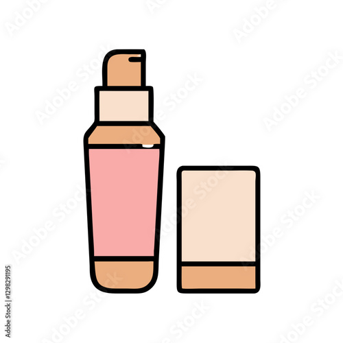 Vector icon of a foundation bottle showcasing a sleek design with a pump feature ideal for cosmetic and beauty purposes