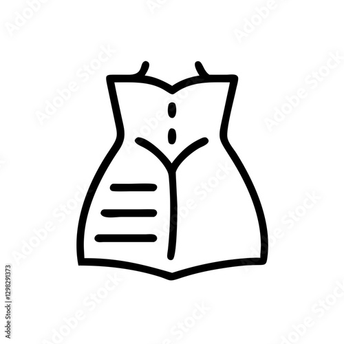 Fashion magazine vector icon featuring a stylish dress design, representing contemporary creativity and elegance in clothing