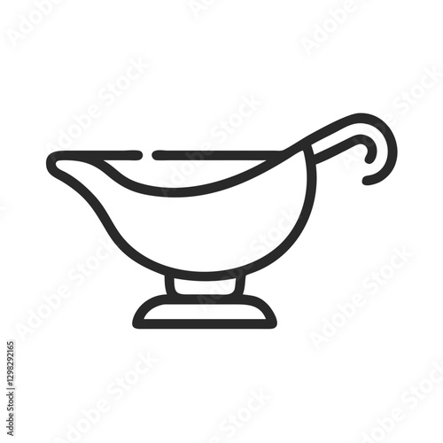 Vector icon of a stylish gravy boat design suitable for culinary themes and kitchen decoration