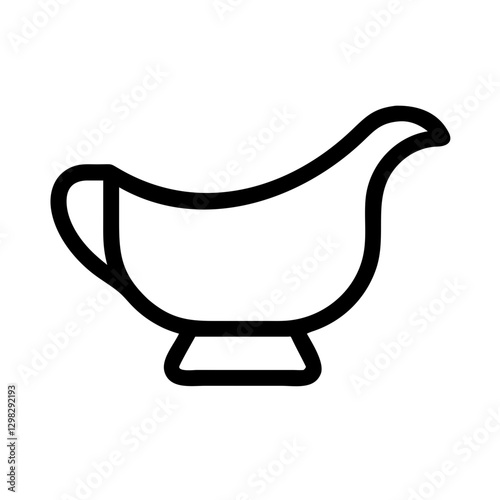 Vector icon of a gravy boat designed for culinary illustrations and kitchen-related graphics